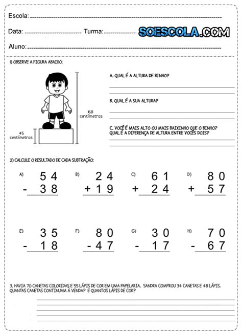 Atividades De Matemática 1° Série — SÓ Escola