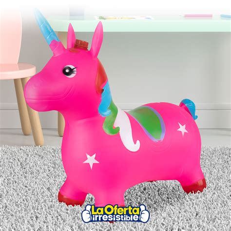 Burrito Unicornio Saltarin Inflable Con Sonido Celeste Oferta LOi