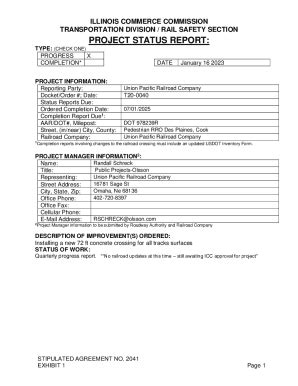 Fillable Online Icc Illinois Status Reports Due Fax Email Print