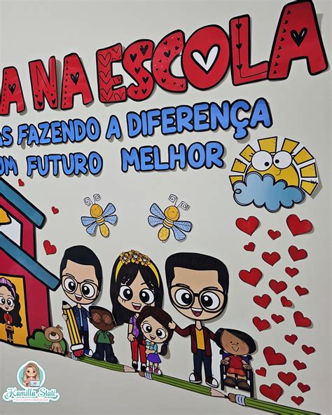 Painel dia da família na escola Psicopedagoga Kamilla Stati