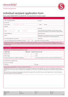 Fillable Online Stewardship Org Individual Recipient Application Form