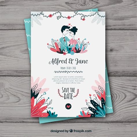 Invitation De Carte De Mariage Avec Des Ornements Floraux Vecteur