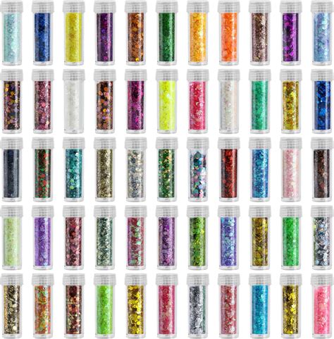 Holographic Chunky And Fine Glitter Mix 55 Colors Craft Glitter For Resin Iridescent