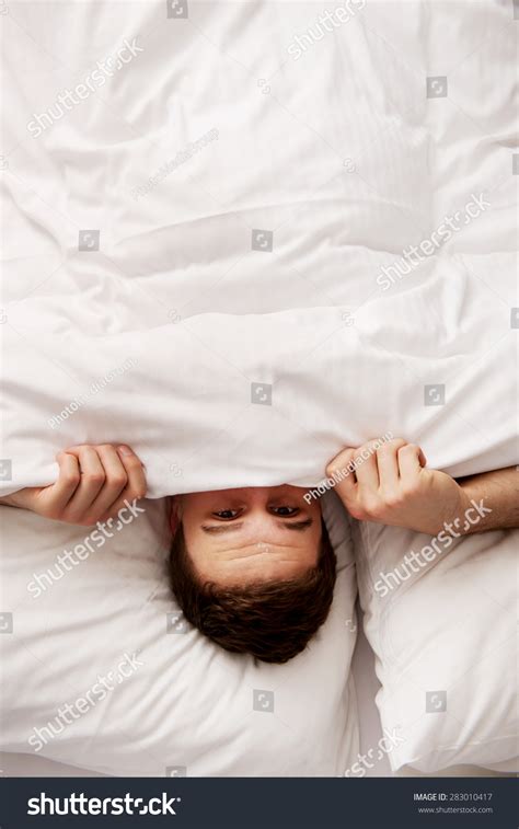 Funny Man Hiding Bed Under Sheets Stock Photo 283010417 Shutterstock