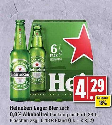 Heineken Lager Bier Auch 0 0 Alkoholfrei Angebot Bei Scheck In Center