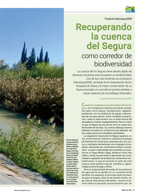 Pdf Recuperando La Cuenca Del Segura Como Corredor De Biodiversidad