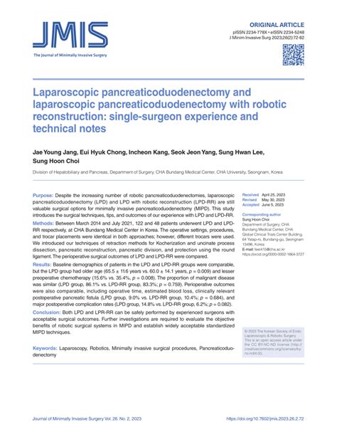 Pdf Laparoscopic Pancreaticoduodenectomy And Laparoscopic