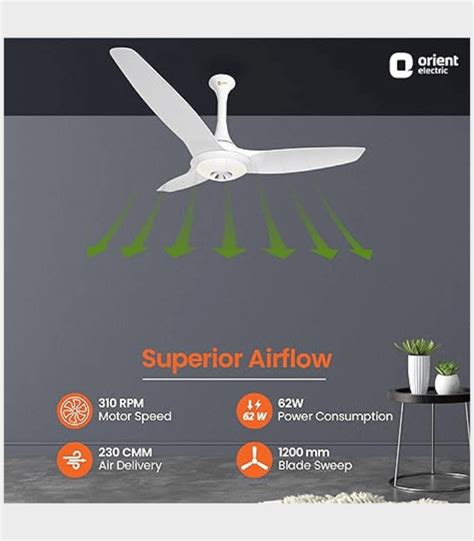 Orient Electric Aerolite 1200mm Premium Ceiling Fan With Remote White