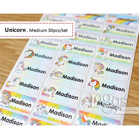 Jual Unicorn MEDIUM Sticker Label Nama Waterproof Stiker Namaanak Kuda