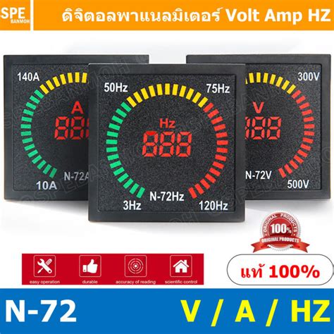 N 72 Amp Voltage Hz Digital Panel Meter หน้าจอวัดแรงดันไฟฟ้า หน้าจอวัดกระเเสไฟฟ้า หน้าจอวัด