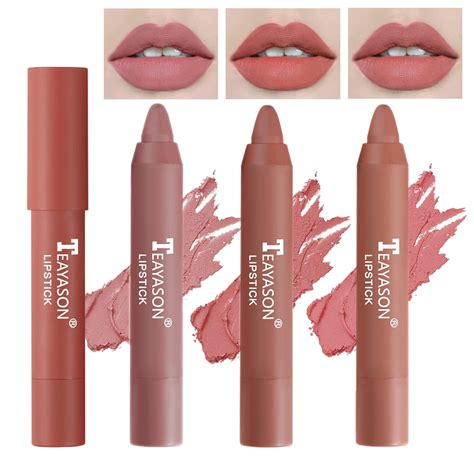 iGuzvaw Juego de colores de lápiz labial mate lápiz labial giratorio de color nude para
