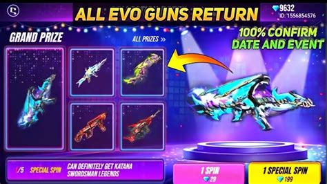 UPCOMING EVO GUN SKIN EVENT DRACO AK RETURN EVO UMP EVO FAMAS FREE FIRE