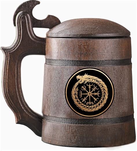 Amazon Vikings Vegvisir Signpost Dragon Mug Viking Wood Beer Mug