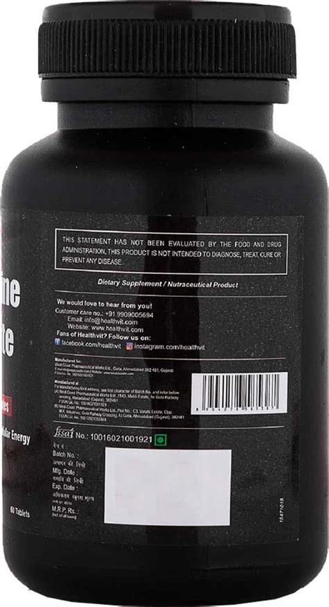 Buy HEALTHVIT CARNITINE TARTRATE 500MG AMINO ACID FOR MUSCLE HEART