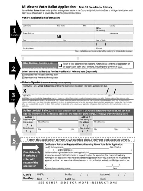 Fillable Online Fillable Mi Absent Voter Ballot Application Mar