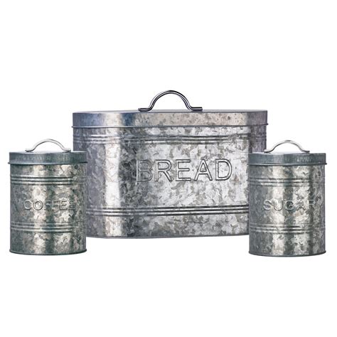 Amici Home Rustic Kitchen Metal Canisters Assorted Set Of 3