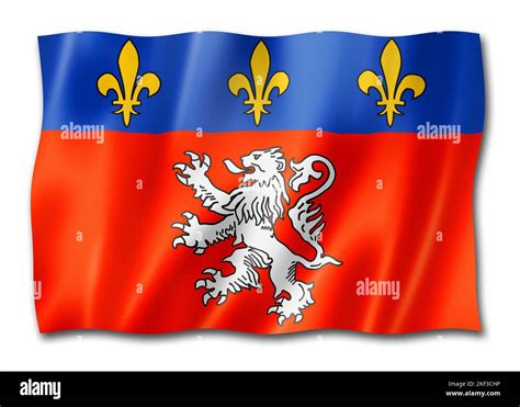 Lyon City Flag France Waving Banner Collection D Illustration Stock