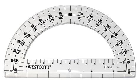 Westcott Inch Student Clear Plastic Circular Protractor Tool Piece