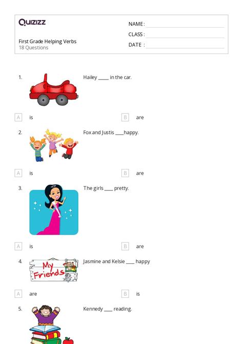 Helping Verbs Worksheet First Grade