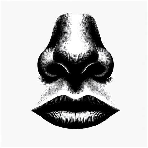 Premium Vector | A black and white drawing of a womans lips with a ...