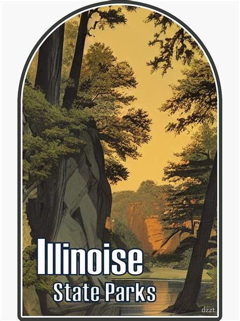 Illinoise State Parks Illustration Sticker For Sale By Dzzt Redbubble