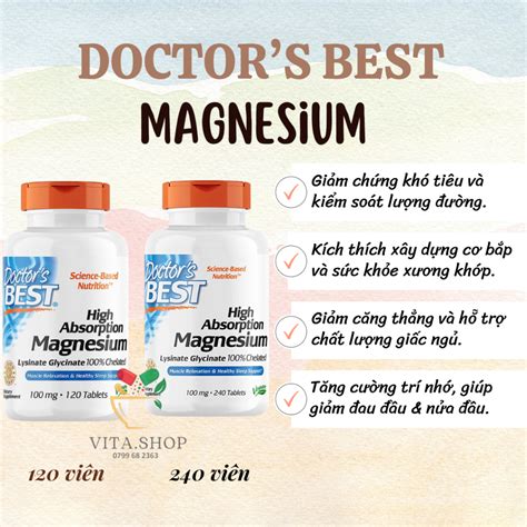 Doctor s Best High Absorption Magnesium Chelated 200mg Viên Uống Bổ