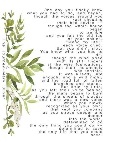 The Journey By Mary Oliver Etsy