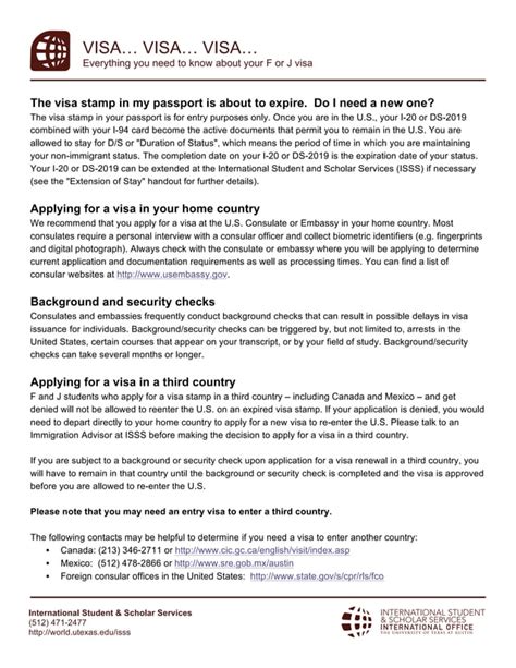 FAQ S F1 Visa Renewal With Expired Visa Stamping PDF