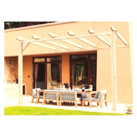 Pergola adossée en bois brut Cadiz 6x3m 18m2