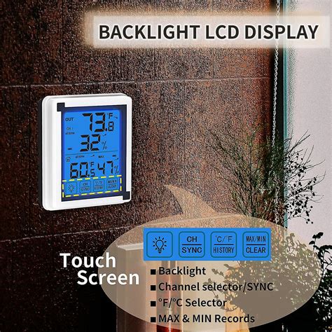 Indoor Outdoor Thermometer Digital Wire Less Hygrometer With Lcd