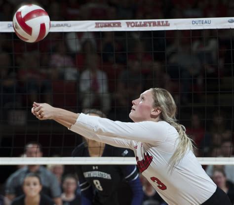 Without All America Libero Huskers Sweep Northwestern Volleyball