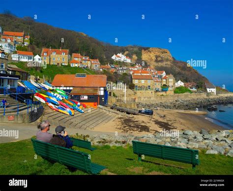 The Small Village Of Runswick Bay With Quaint Houses And Cottages