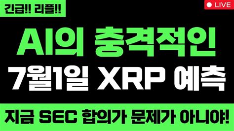 리플 완전 미쳤습니다 Ai의 충격적인 7월1일 Xrp 예측 지금 Sec 합의가 문제가 아니야 리플 리플코인 리플전망