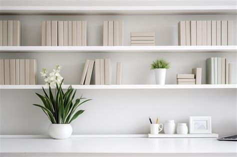 Premium Photo | White office shelves with different stationery