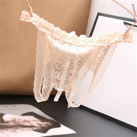 Womens Thongs Low Rise Lacy Panties Cut Out Mesh Lingerie Crotchless Panties For Women Bikini