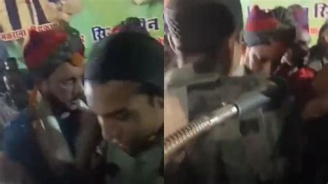 Dramatic Video Of Aimim Leader Waris Pathan Falling Off Stage During