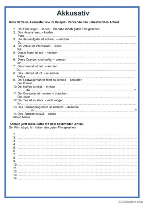 Akkusativ Deutsch Daf Arbeitsbl Tter Pdf Doc