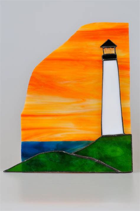 Lighthouse Sunset 3d Stained Glass Art Panel By Peaceloveglass Stained Glass Patterns Free