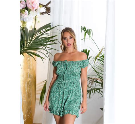 Sexy Koucla Short Off Shoulder Overall With Flowers Luxusní Prádlo Cz