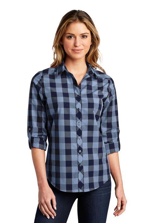 port authority embroidered womens everyday plaid shirt queensboro