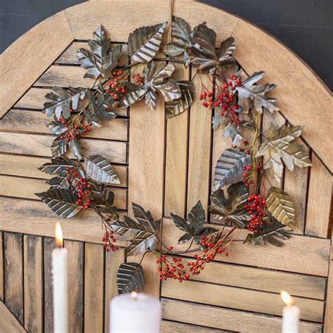 Floristik Co Uk Decorative Ring Metal Wreath Wall Decoration Leaves