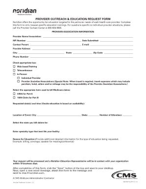 Fillable Online Provider Outreach Education Request Form Fax Email