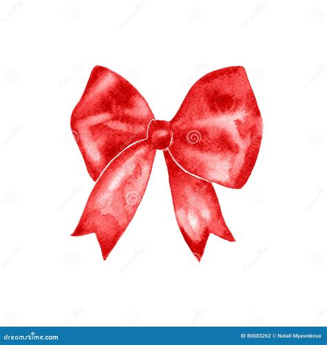 Watercolor Red Satin Bow Hand Painted Illustration Stock Illustration