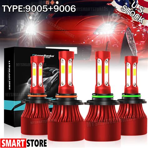 Side Led Combo Headlight Kit Bulbs K Cool White Cob High