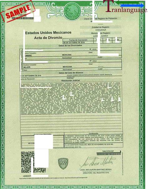 Divorce Certificate Mexico Iii Tranlanguage Certified Translations