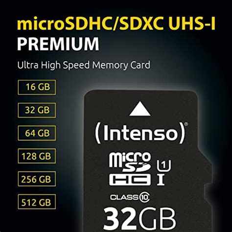 Tarjeta De Memoria Microsdxc Premium Intenso Gb Negro Con