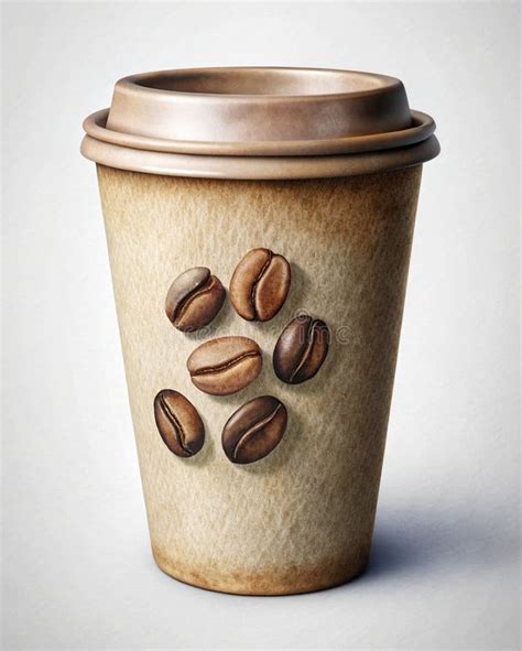 Hot Brown Paper Cup Graphic With White Curves And Armband Vector Mockup Light Brown Border Stock
