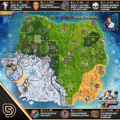 Fortnite Season 7 Week 1 Challenges Battle Star Treasure Map Crown Of Rv S Metal Turtle