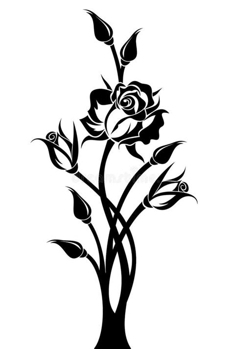 Zwart Silhouet Van Tak Met Bloemen Vector Illustratie Illustration Of