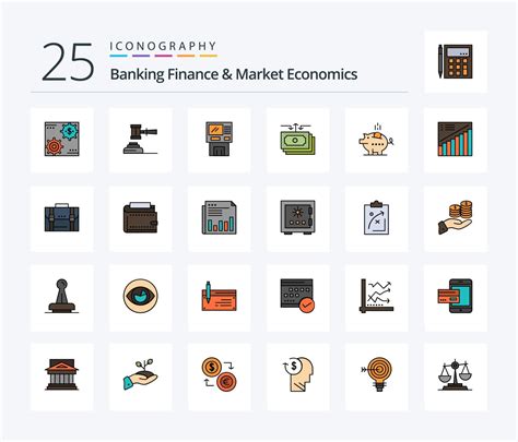 Banking Finance And Market Economics 25 Line Filled Icon Pack Including